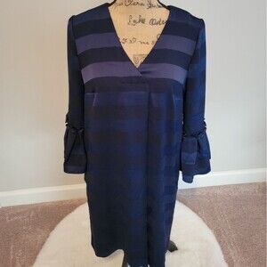 Eci New York Navy and Black striped dress